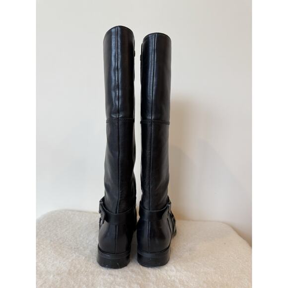 Nine West Women’s 10 Blogger Harness Riding Boots Mid Calf Black Leather Preppy - Picture 6 of 13